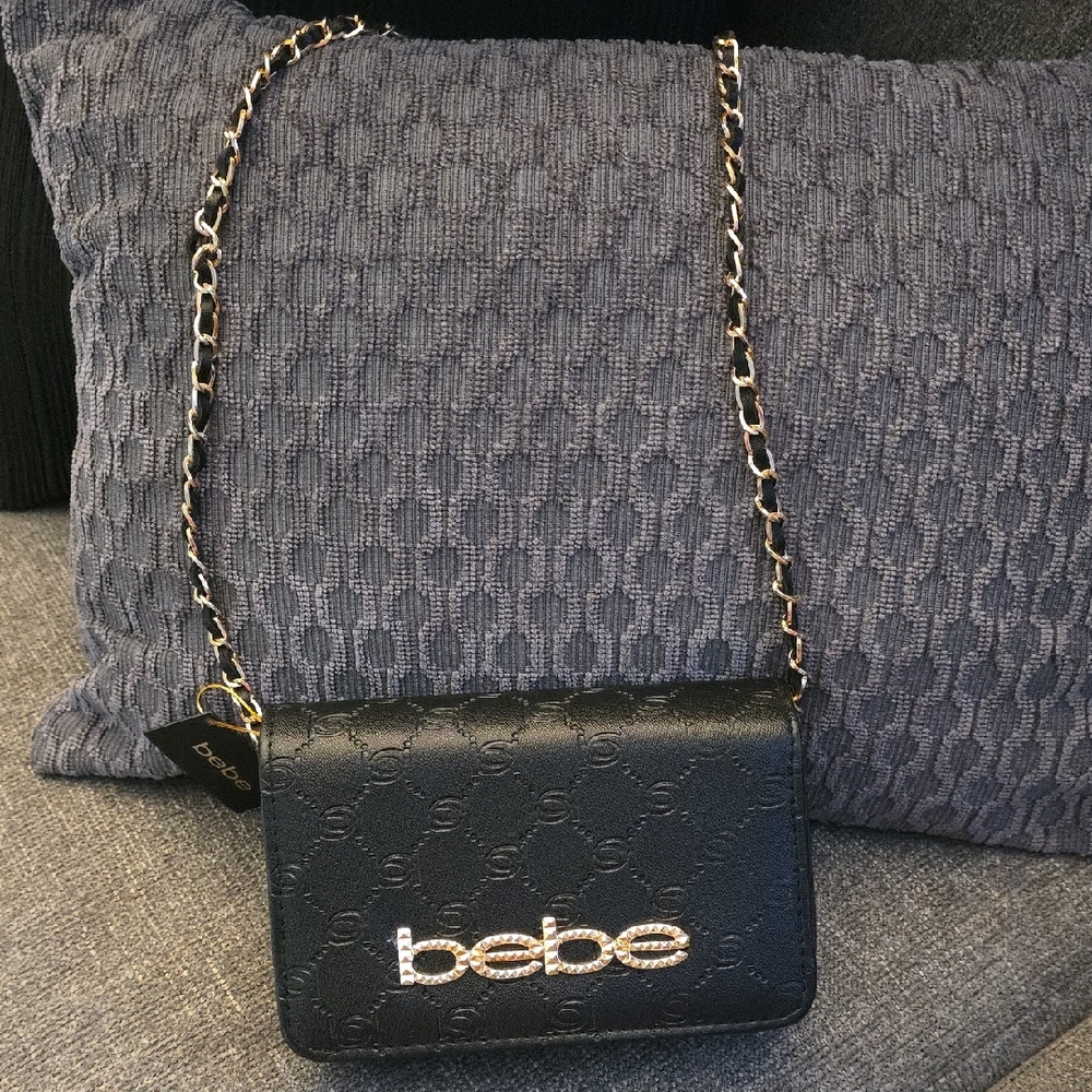 Bebe Black Chain Crossbody Bag